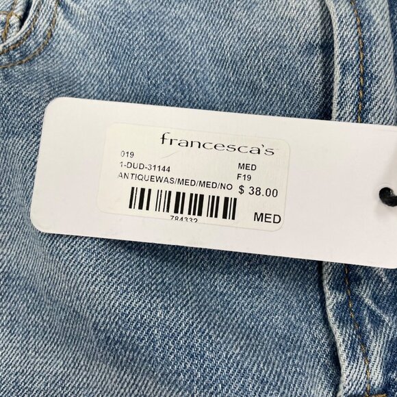 NWT Francesca's Free Heart Light Wash Denim Skirt Medium - Picture 5 of 6